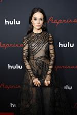 Abigail Spencer braless boobs in a see through sexy black dress showing off her tits photographed on the red carpet.