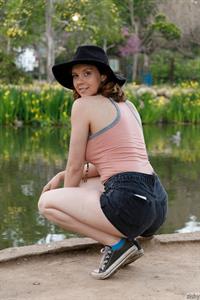 Kayla Coyote in Denim Shorts