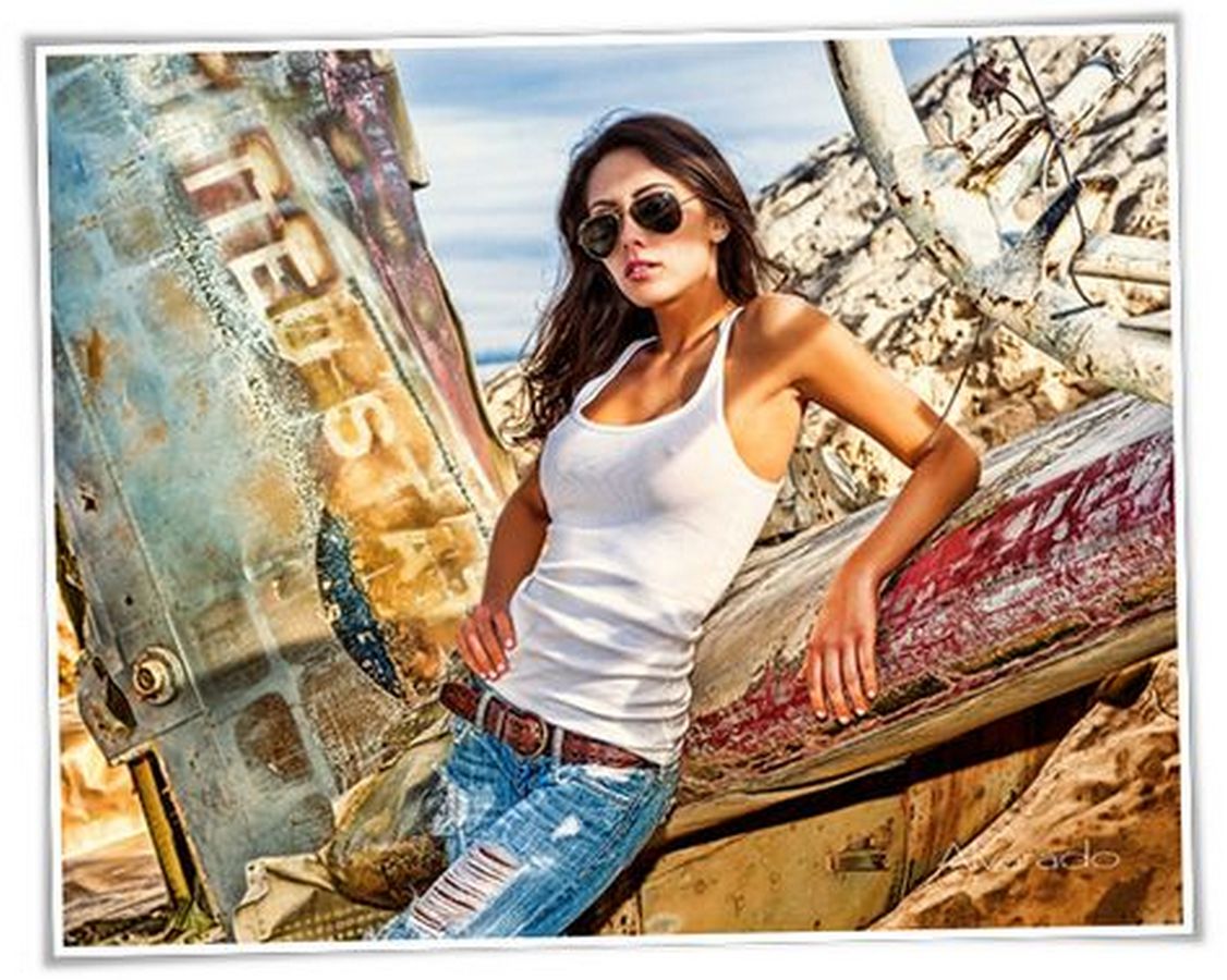 Kayla Love in Tight Ripped Jeans and a White Tank Top