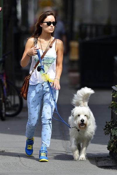 Olivia Wilde walking her dog in New York City - April 9, 2013 