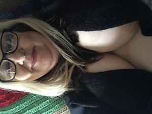 tulsa bank lady taking a selfie and - breasts