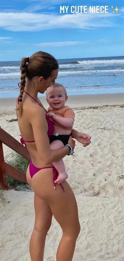 Maroon Bikini with a Pony Tail 