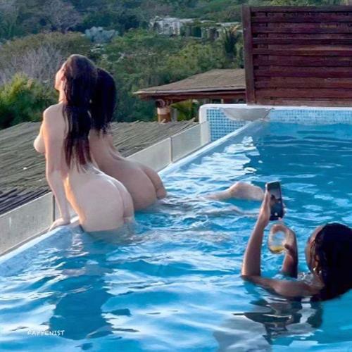 Billie Eilish fully nude pic uncensored with her on the edge of the pool  showing off her topless big tits and naked ass photographed by her friend  which was quickly deleted but