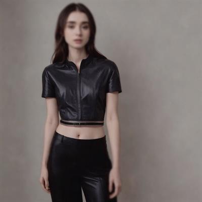 Slender brunette art model in New York City.