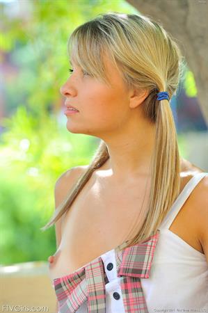 Blonde FTV Nude Pictures Blonde pigtail teen using four fingers