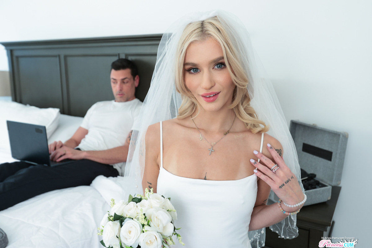 Petite treat Emma Rosie makes her stepdaddy check out her clothing haul before she seduces him in a wedding dress