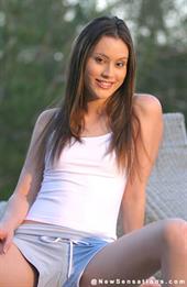 Hot Teen Strips Plays With Pussy Outside