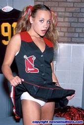 Pigtailed blonde teen riding a big dick