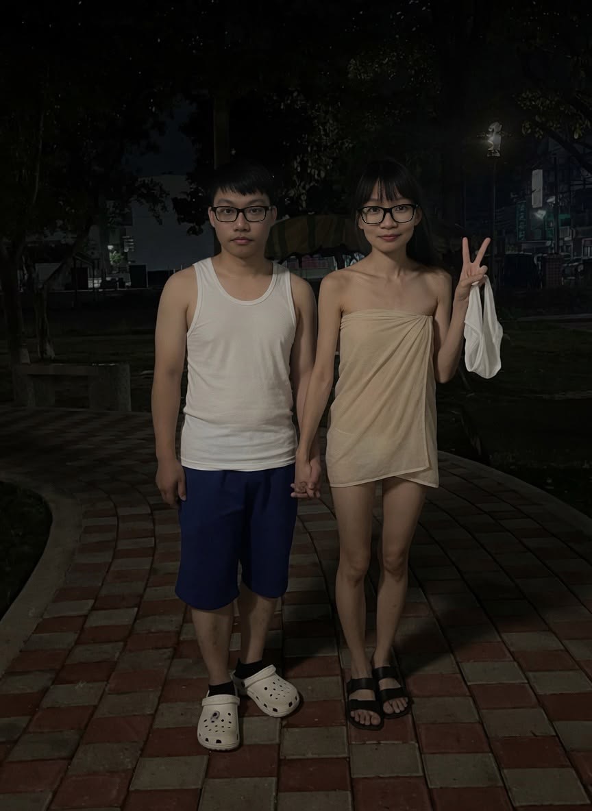 Born country:Taiwan.
She and her ex-boyfriend in the Wennan Park.
