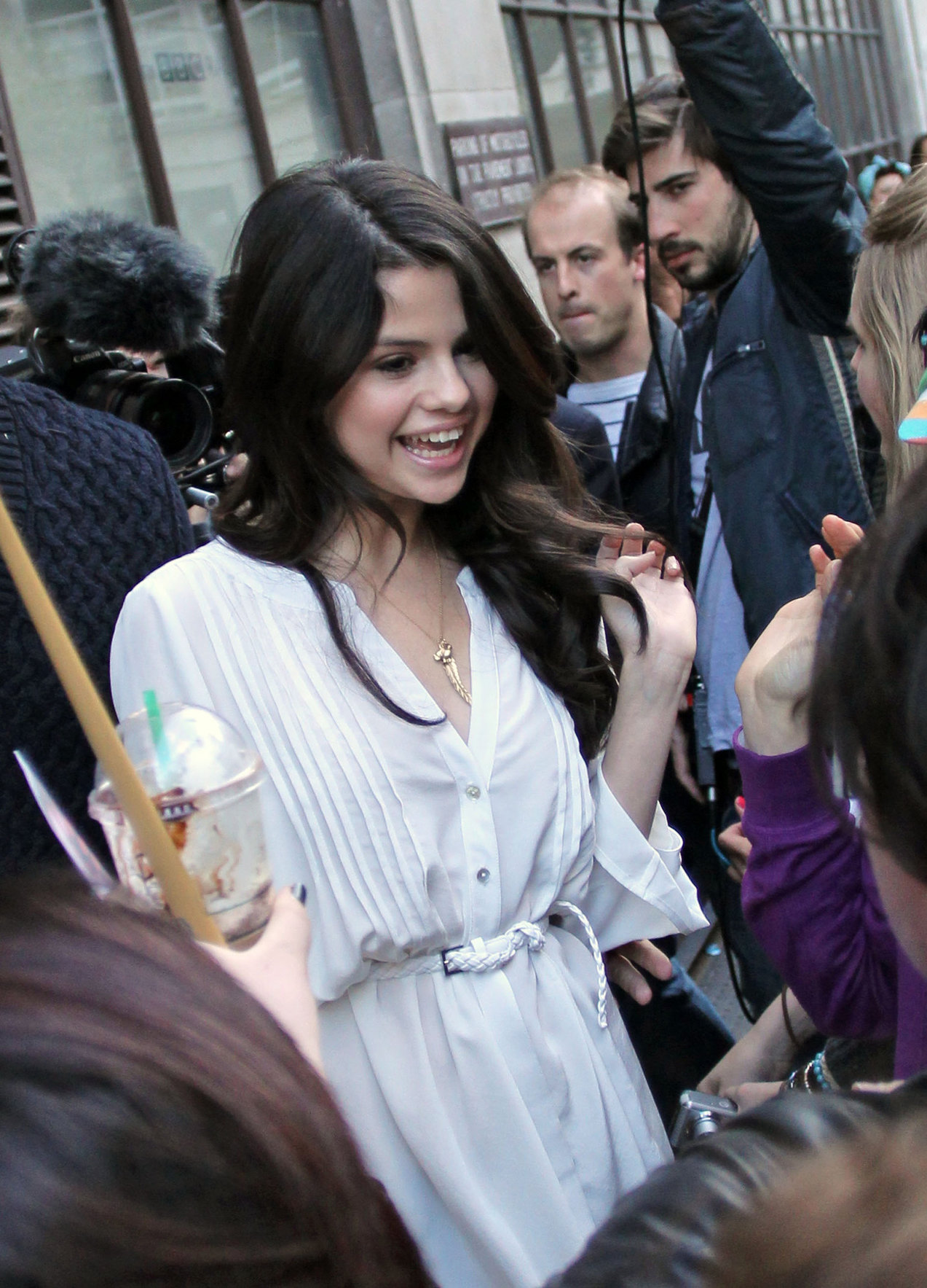 Selena Gomez arrives at BBC radio 1 in London on April 11, 2010