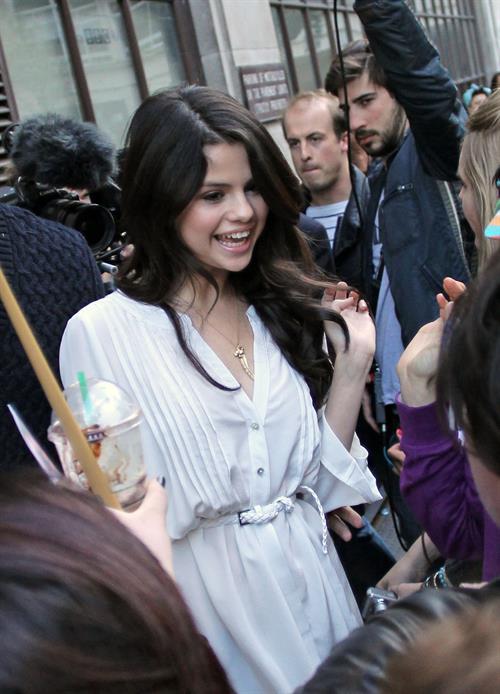 Selena Gomez arrives at BBC radio 1 in London on April 11, 2010
