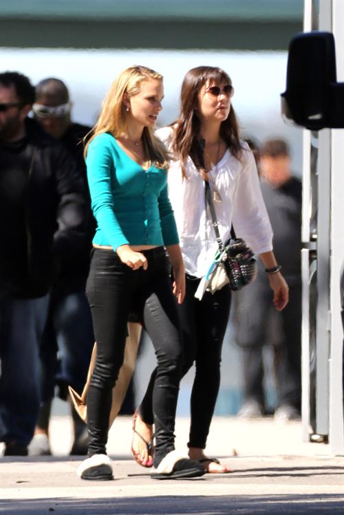 Natalie Portman on the set of a Terrence Malick film in Austin 10/19/12 