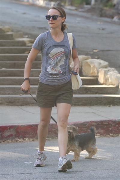 Natalie Portman – walking her dog in LA 8/16/13  